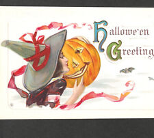 Witch Loves her Goblin Jack-o-Lantern Halloween Greetings Stecher 332 E Postcard picture