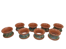 Set of 8 Seminario Peru Pottery Red Clay Napkins Rings hand-painted 1 1/4' wide picture