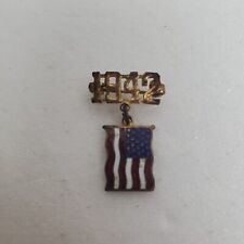 Vintage Patriotic Pin 1942 with USA Flag Gold Tone Enamel Sweetheart Pin Brooch picture