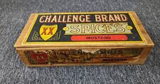 ANTIQUE CHALLENGE MILLS SPICES MUSTARD WOOD DISPLAY BOX OLD picture