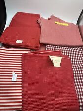 Vintage RED Gingham Fabric Lot Cotton Stripes Polka Dots Over 20 Yds Mixed picture