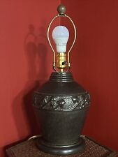 Vintage Mission Arts & Crafts Style Hammered Metal Table Lamp-3 Way Light 20” picture