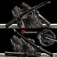 20''All Black Tanto 1095 Carbon Steel Mini Katana Japanese Samurai Short Sword picture