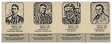 #UL521 THEODORE DREISER, TANIZAKI JUNICHIRO, T.S. E Rare Uncut Coupon Card Strip picture