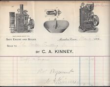 MERIDEN, CT ~ C. A. KINNEY, Engine & Boiler Sale Agents ~ ILLUS. BILLHEAD 1901 picture