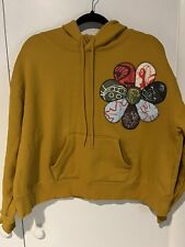 Disney Bambi Pullover Hoodie for Women XL Crop Mustard Yellow Embroidered picture