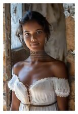GORGEOUS YOUNG CUTE SEXY BLACK EBONY LADY IN WHITE DRESS 4X6 FANTASY PHOTO picture