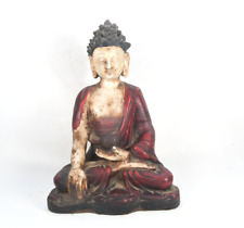 Lord Buddha Antique Tibetan Handmade Wooden Decorative Ritual Buddhist Statue NP picture
