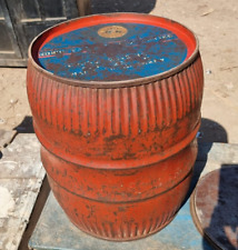 Original 1900's Old Vintage Antique Rare Oil Iron Lidded Drum / Barrel ENGLAND picture