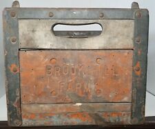 Antique Dairy Milk Bottle Crate Brook Hill Farms Wisconsin Dairy Advertising Old picture