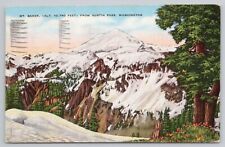 Vintage Linen Postcard Mt Baker from Austin Pass, Washington picture