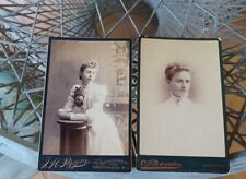 Antique Vintage Cabinet Card Photograph Victorian Woman Lot Of TWO  picture