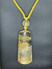 44x19x11mm Natural Golden Hair Rutilated Crystal Carving Pendant AA picture