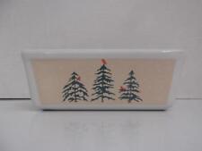 Luxor Pacific Stoneware Mini Loaf Pan Christmas Trees Red Birds Cardinals Snow picture