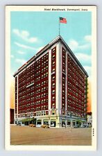 Postcard Iowa Davenport IA Hotel Blackhawk 1940s Unposted Linen picture