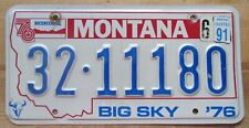 Montana 1991 STILLWATER COUNTY BICENTENNIAL License Plate # 32-11180 picture