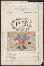 Trademark registration by Lopez, Fernandez y Ca. for Puck brand Cigars picture