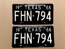VINTAGE 1966 TEXAS LICENSE PLATE SET VERY NICELY RESTORED HIGH QUALITY FHN 794 picture