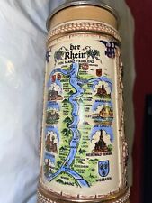 GERZ W Germany DER RHEIN Von Mainz - Koblenz Ceramic Lidded Stein  10