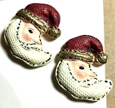 2 Lg  HP Chunky Primitive SANTA CLAUS Christmas Realistic Plastic Buttons 1” picture