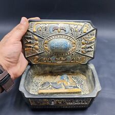 Rare Scarab jewelry Box Ancient Egyptian Antiquities Engraved with Pyramids BC picture