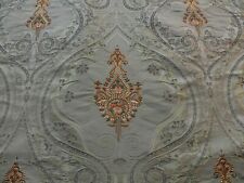 BY YARD SCALAMANDRE SILK DAMASK+EMBROIDERY DHARA GOLD MEDALLION MSRP$200++ picture