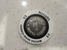 $1 Harrah's Marina Hotel Casino Chip Coin Inlay + FREE Las Vegas Poker Chip picture
