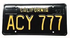 1963 Black California License Plate  Single Plate ACY 777 picture