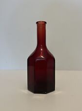Vintage WHEATON Glass Bottle Dark Red Ruby Octagon Shape 5.5” Tall New Jersey picture