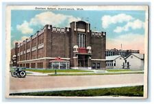 1932 Davison School Building Car Hamtramck Michigan MI Posted Vintage Postcard picture