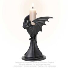 Alchemy Gothic Vespertilio Black Bat Taper Candle Stick Holder picture