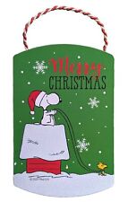 Sweet Snoopy Christmas Plaque Ornament Wall Hanging Wood Whimsical Peanuts 5.5