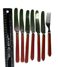 Catalin Utensils w/Red 6 Knives and 1 Fork Unusual picture