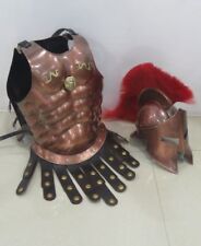Medieval Copper Finish Muscle Armor With Spartan Helmet Halloween Costume Armor picture