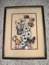 Vintage Reliance Butterfly Wing Effect Framed Picture Flowers Butterflies picture