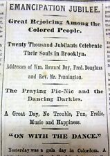 1865 NY Times Civil War newspaper FREED SLAVES CELEBRATE EMANCIPATION Juneteenth picture