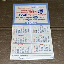Vintage 1958 Breeze Detergent Soap Salesman  Calendar Lever Bothers Sample picture