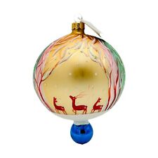 Christopher Radko Winter Forest Glass Ball Christmas Ornament 6” Vintage RARE picture