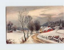 Postcard House Trees Road Snow Landscape Scenery picture