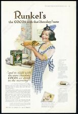1919 Runkel's Cocoa fudge roll cocoa pin recipes BIG vintage print ad picture