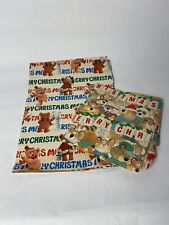 Vintage Christmas Wrapping Paper Set of 2 Different Patterns Bears and Animals picture
