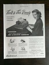 Vintage 1948 Underwood All Electric Typewriter Full Page Ad picture