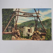 Plaza Entrance To The Ruins Of Manitou Cliff Dwellings Colorado Linen Postcard picture