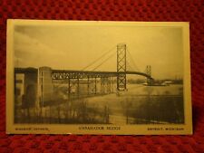1938. AMBASSADOR BRIDGE. WINDSOR, ONT. & DETROIT, MICH  POSTCARD J1 picture