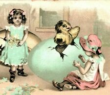 Vtg Postcard 1907 Easter Greetings Giant Eggs Huge Chicks and Children Embossed picture