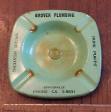 Vintage Metal Ashtray - Grover Plumbing Fowlerville (Michigan) picture