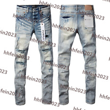 New purple brand men's personality Fashion Washed Destroyed Slim Fit Jeans picture