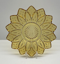 Amber Federal Glass Starburst Sun Gold Plate 9 Inch Sunflower picture