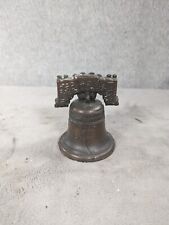 Vintage Miniature Liberty Bell Pass and Stow Metal Aged look Bronze Brass picture