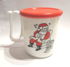 Tupperware Dear Santa Napping Sleeping Christmas W Red Lid Coaster Vintage NOS picture